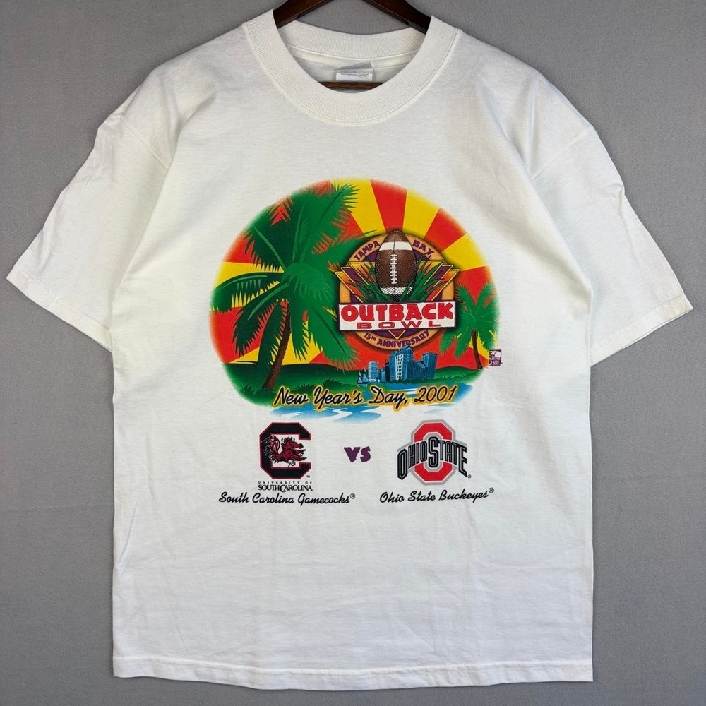 2001 Outback Bowl College Football South Carolina vs Ohio State Tee Shirt L